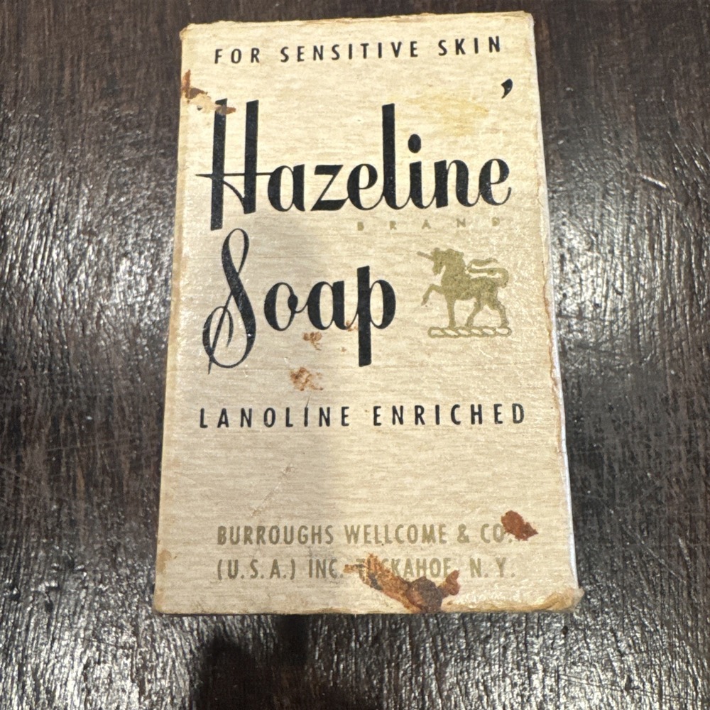 - Vintage/Antique Hazeline‎ Lanoline Soap Burroughs Wellcome & Co. NOS